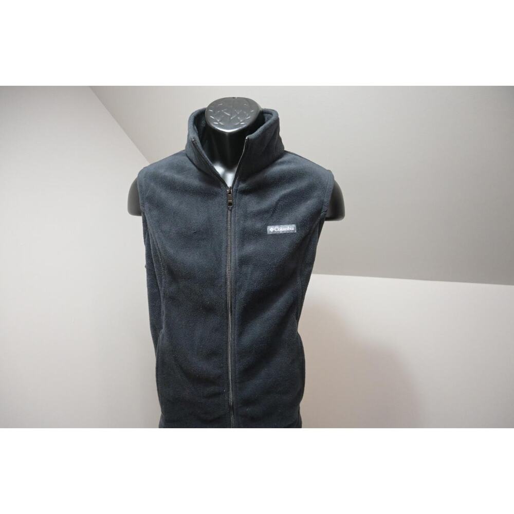 Columbia Fleece Vest Black Full Zip Camp Sweater Hiking Womens Size XL